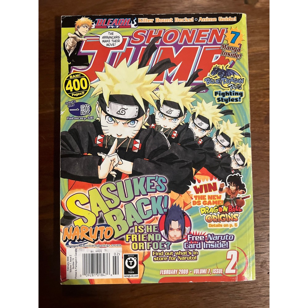 Shonen Jump Magazine February 2009 Vol 7 Issue 2 Naruto Sasuke Bleach One Piece